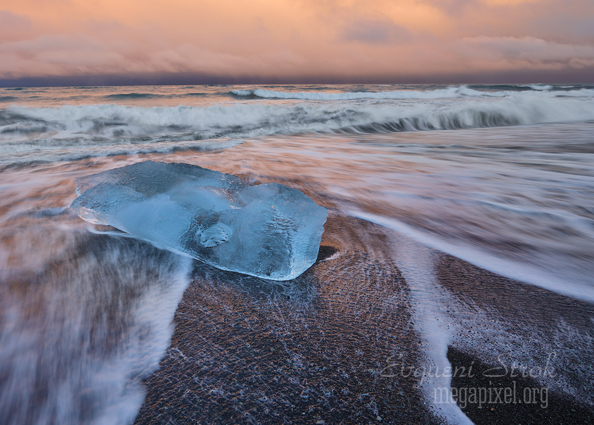 Jokularlon Iceland, Glacier Ice on Black sand Beach #3